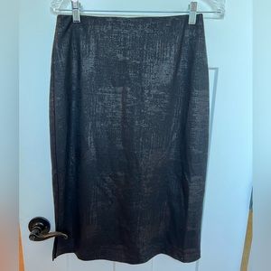 Faux brushed leather black midi skirt